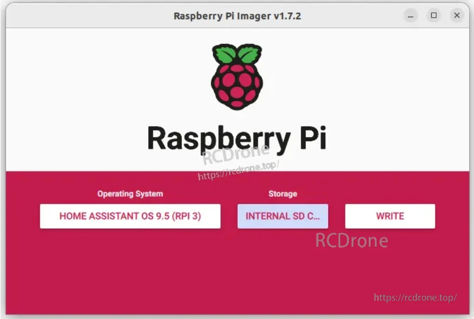 Raspberry Pi 5 Dev Computer, Raspberry Pi Imager v1.7.2 with Home Assistant OS and write option
