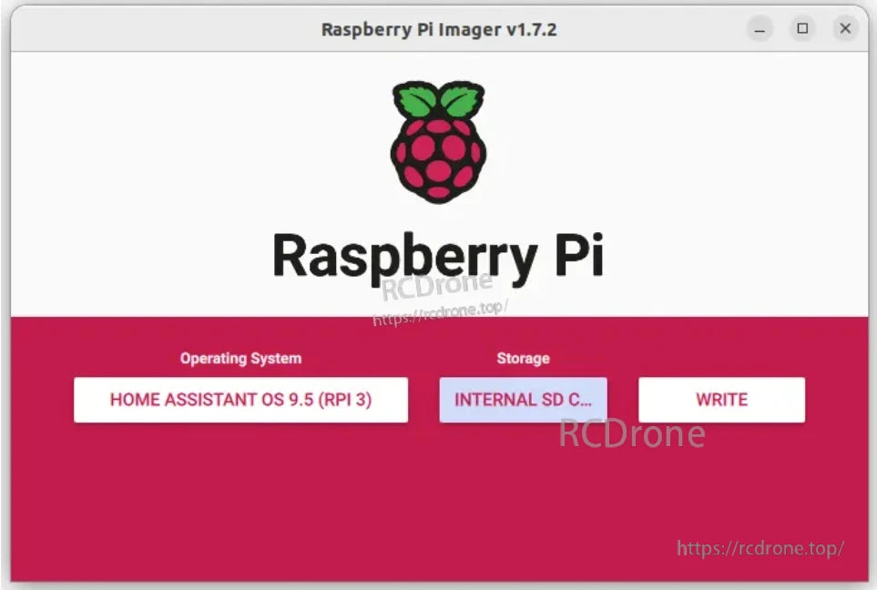 Raspberry Pi 5 Dev Computer, Raspberry Pi Imager 1.7.2 ready to flash Home Assistant OS 9.5 onto internal SD card for RPi 3.