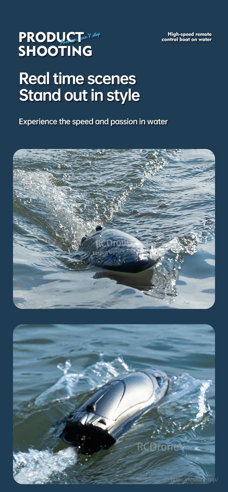High-speed RC boat with real-time shooting capability for exciting water experiences.