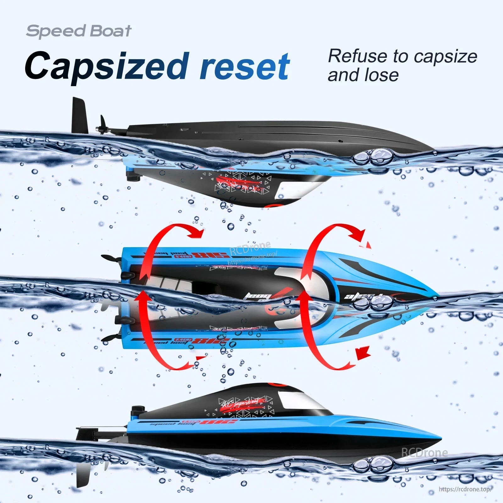RC Boat, High-performance speed boat with focus on stability and control.
