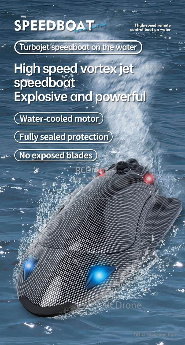 RC Boat, High-speed remote control boat for water enthusiasts featuring turbo jet speed vortex technology
