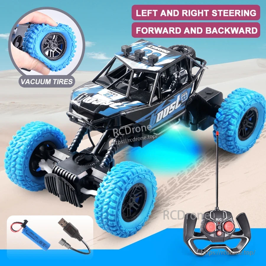 RC Car with Vacuum Tires, Remote Control, LED Lights