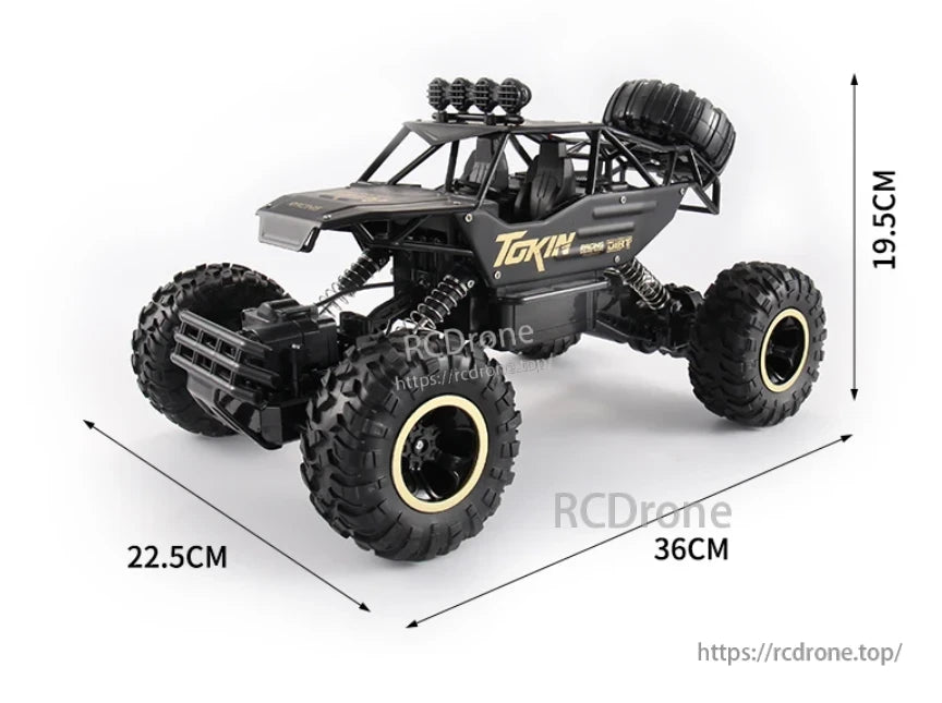 RC Off-Road Truck 1/12 4WD Alloy Climbing Car, A 1/12 scale 4WD alloy RC truck with dual motors, reaching 20 km/h, controlled via 2.4GHz remote.