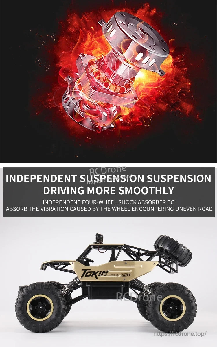 RC Off-Road Truck 1/12 4WD Alloy Climbing Car, A 1/12 scale 4WD RC off-road truck with alloy climbing capabilities, independent suspension for smooth driving and shock absorption on rough terrain.