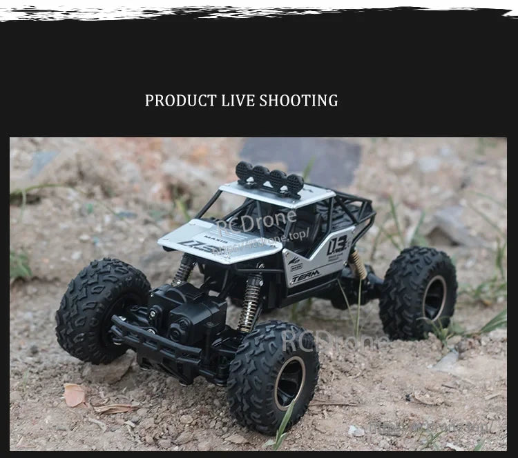 RC Off-Road Truck 1/12 4WD Alloy Climbing Car, Tire provides superior grip on dirt, grass, and rocky surfaces with PVC rubber construction.