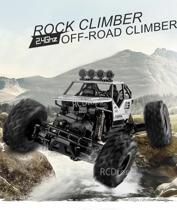 RC Off-Road Truck 1/12 4WD Alloy Climbing Car, This 1/12 scale 4WD RC truck has a rugged alloy body and high-torque dual-motor system for speeds up to 20km/h.