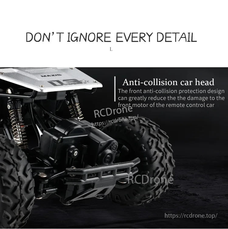 RC Off-Road Truck 1/12 4WD Alloy Climbing Car, Alloy off-road RC truck, 1/12 scale, features anti-collision front design.