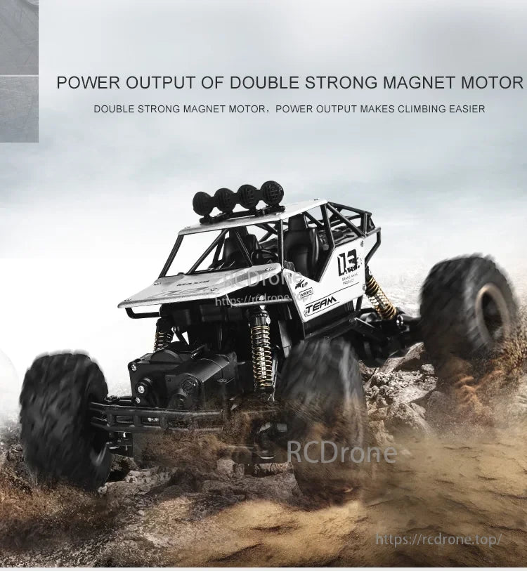 RC Off-Road Truck 1/12 4WD Alloy Climbing Car, Powerful double magnet motor enhances climbing ability for rugged off-road performance.