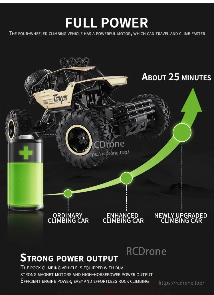 RC Off-Road Truck 1/12 4WD Alloy Climbing Car, Powerful RC off-road truck with dual motors, high horsepower, and 25-minute runtime for fast travel and effortless rock climbing.