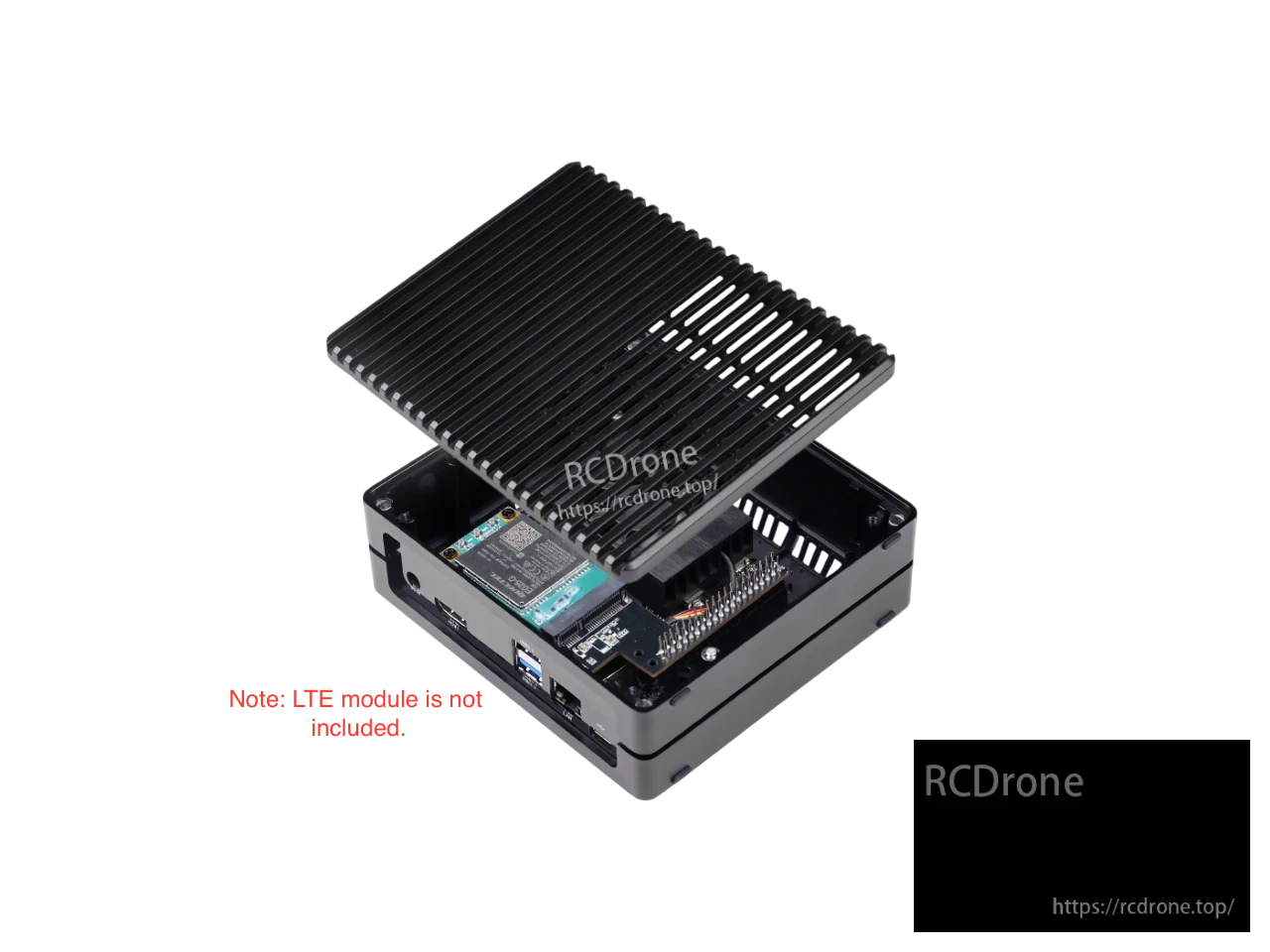 Compact Edge AI computer powered by Jetson Orin Nano, featuring SSD, HDMI, USB, and GbE; LTE module sold separately.