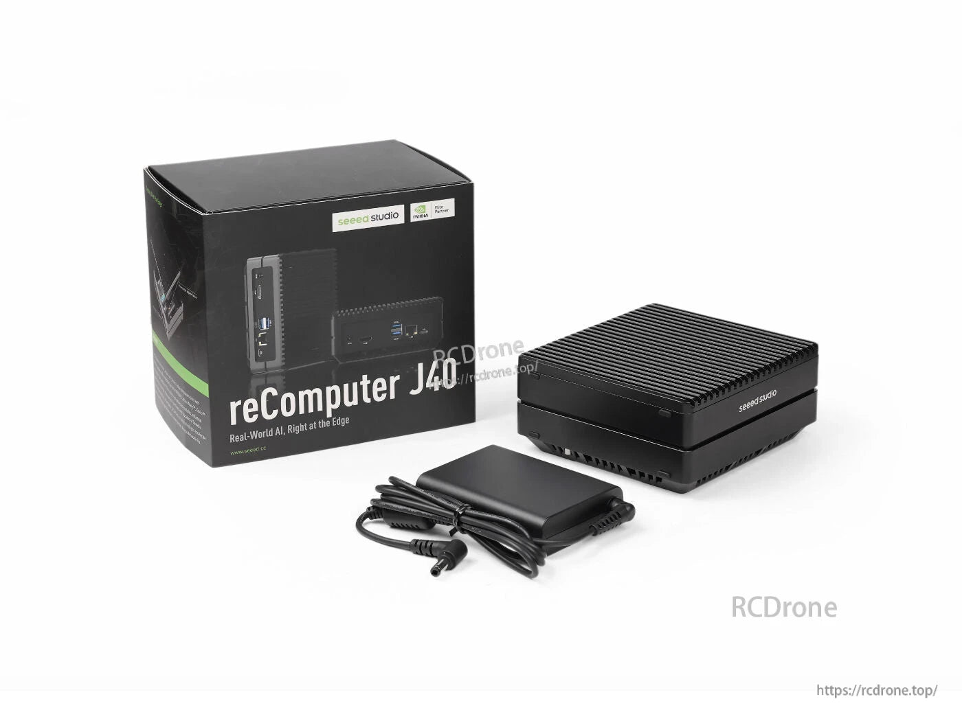 The reComputer J40 is an edge computing device with NVIDIA Jetson Orin Nano 4GB, 128GB NVMe SSD, HDMI, USB 3.2, GbE, ideal for real-world AI applications. (24 words)