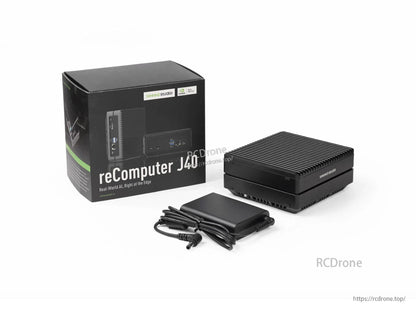 The reComputer J40 is an edge computing device with NVIDIA Jetson Orin Nano 4GB, 128GB NVMe SSD, HDMI, USB 3.2, GbE, ideal for real-world AI applications. (24 words)
