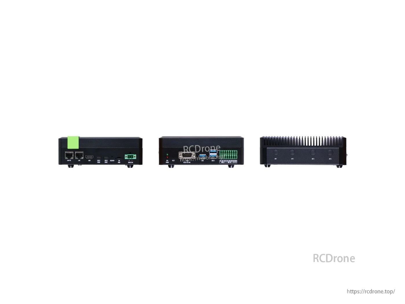 Fanless industrial edge AI computer featuring PoE, GbE, M.2 NVMe, DI/DO, and CAN interfaces for robust, high-performance applications.