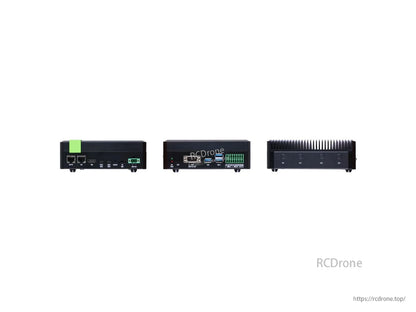 Jetson Orin NX 16GB developer kit with 100 TOPS, fanless design, dual GbE, CAN, HDMI, and M.2 NVMe for AI and edge computing applications.