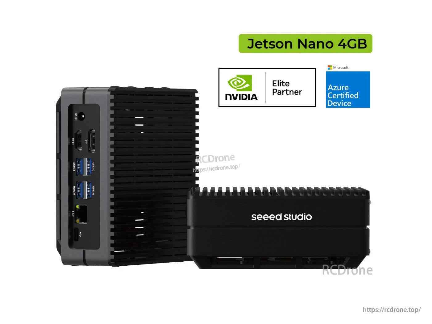 Jetson Nano 4GB, an Azure-certified edge AI device by NVIDIA Elite Partner Seeed Studio, ideal for AI applications in compact computing.