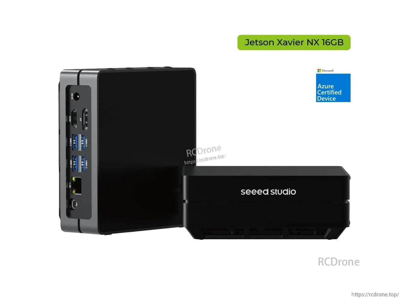 Jetson Xavier NX 16GB, Azure-certified Edge AI computer by Seeed Studio, 21 TOPS, JetPack 4.6, aluminum case—high-performance AI at the edge. (24 words)