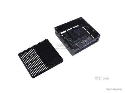 Compact 130×120×58.5mm Edge AI computer with Jetson Xavier NX, 16GB RAM, 21 TOPS, 4×USB 3.1, HDMI/DP, GbE, and M.2 for high-performance AI applications.