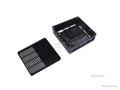 Compact Edge AI computer powered by Jetson Xavier NX, featuring 16GB RAM and 128GB SSD for high-performance drone and robotics applications.