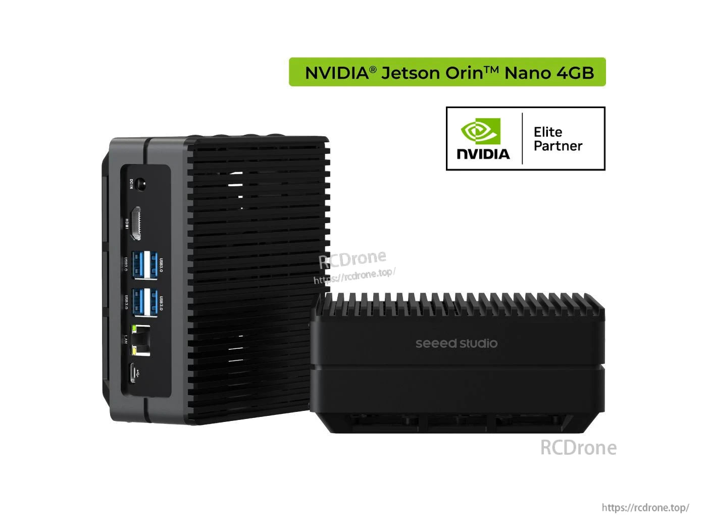 NVIDIA Jetson Orin Nano 4GB with 128GB SSD, USB 3.2, HDMI, GbE, Super Mode; Seed Studio Elite Partner. Compact AI computing for edge and drone applications.