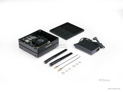 Compact edge AI computer with Jetson Orin Nano 8GB, 128GB SSD, USB 3.2, HDMI 2.1, GbE, and Super Mode JP6.2 for high-performance AI applications.