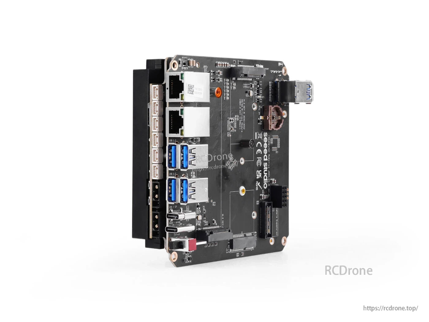 reComputer Robotics J401 Carrier Board for Jetson Orin Nano/Orin NX, 6x USB 3.2, Dual GbE, M.2 B/E/M, JetPack 6.2