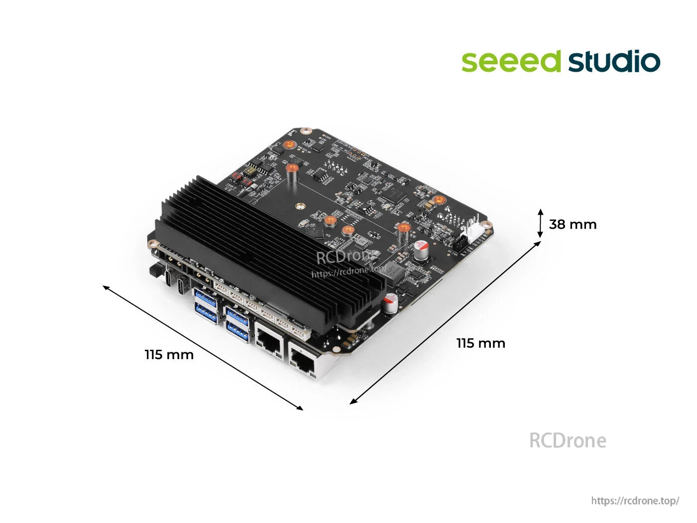 The reComputer Robotics J401 Carrier Board features 6x USB 3.2, dual Gigabit Ethernet, M.2 B/E/M slots, and supports JetPack 6.2 for AI and robotics applications.