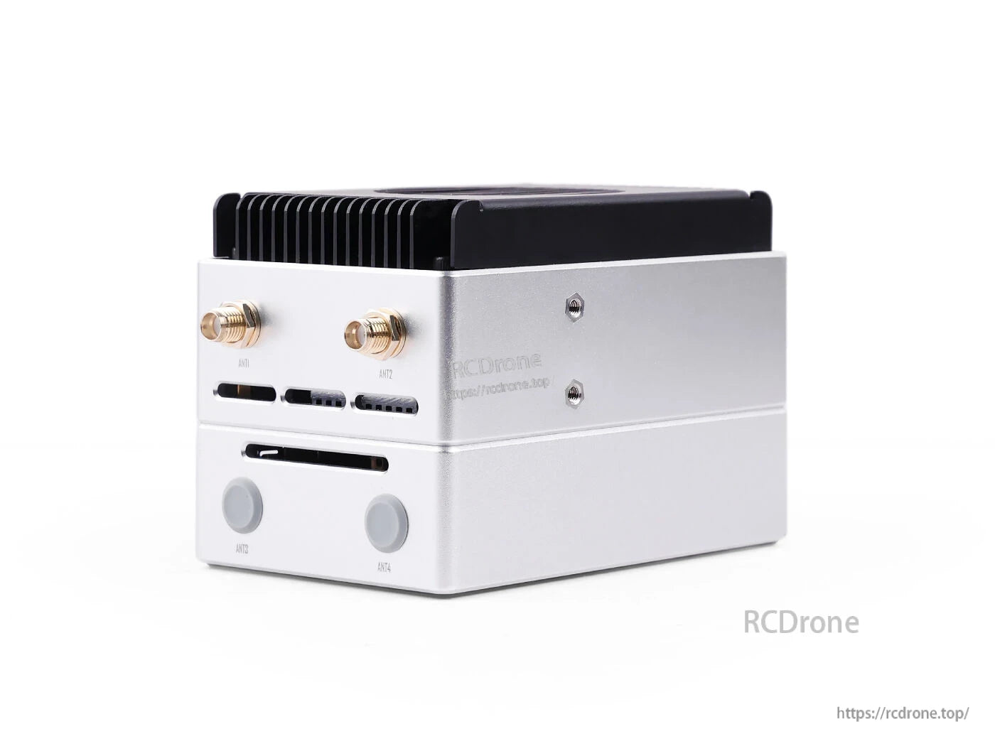 Compact Edge AI computer with NVIDIA Jetson Orin NX 16GB, 100 TOPS, 12–54V DC input, Dual CAN, and visible ANT1-ANT4 ports.