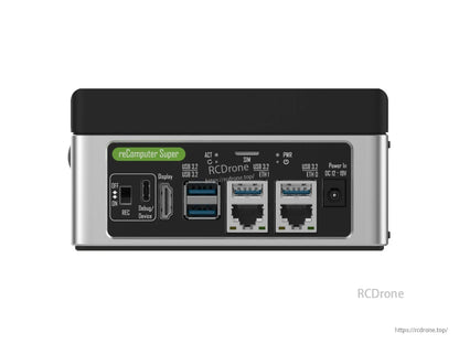 reComputer Super with Orin NX 8GB/16GB offers up to 157 TOPS, 10–40W power, JetPack 6.2, rich I/O, USB 3.2, Ethernet, display, SIM slot, and indicators.