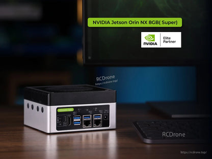 NVIDIA Jetson Orin NX 8GB Super offers 117 TOPS, JetPack 6.2, reComputer J4011, 4x USB 3.2, 2x GbE, and visible NVIDIA logo—ideal for AI edge computing.