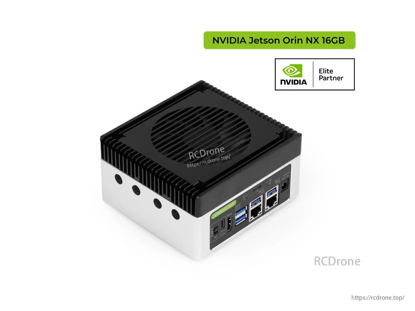NVIDIA Jetson Orin NX 16GB delivers 157 TOPS, features 4x USB 3.2, 2x GbE, HDMI 2.1, and is an Elite Partner product for high-performance AI edge computing.