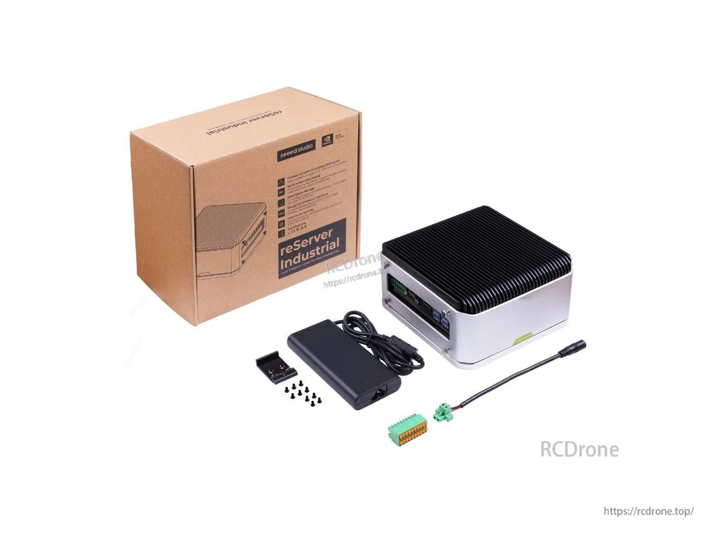 Fanless AI NVR server with Jetson Orin Nano 8GB, 40 TOPS, 5x GbE PoE ports, dual SATA bays for industrial surveillance and edge AI applications.