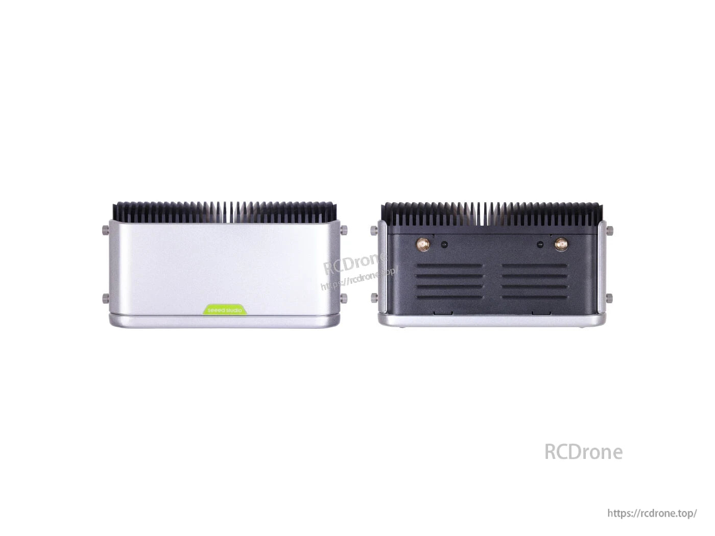 Fanless AI NVR server with Jetson Orin Nano 8GB, 40 TOPS, 5x GbE PoE ports, and dual 2.5" SATA bays for industrial applications.