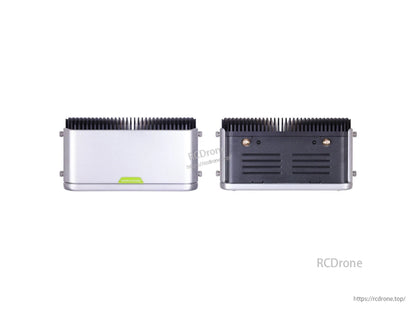 Fanless AI NVR server with Jetson Orin Nano 8GB, 40 TOPS, 5x GbE PoE ports, and dual 2.5" SATA bays for industrial applications.