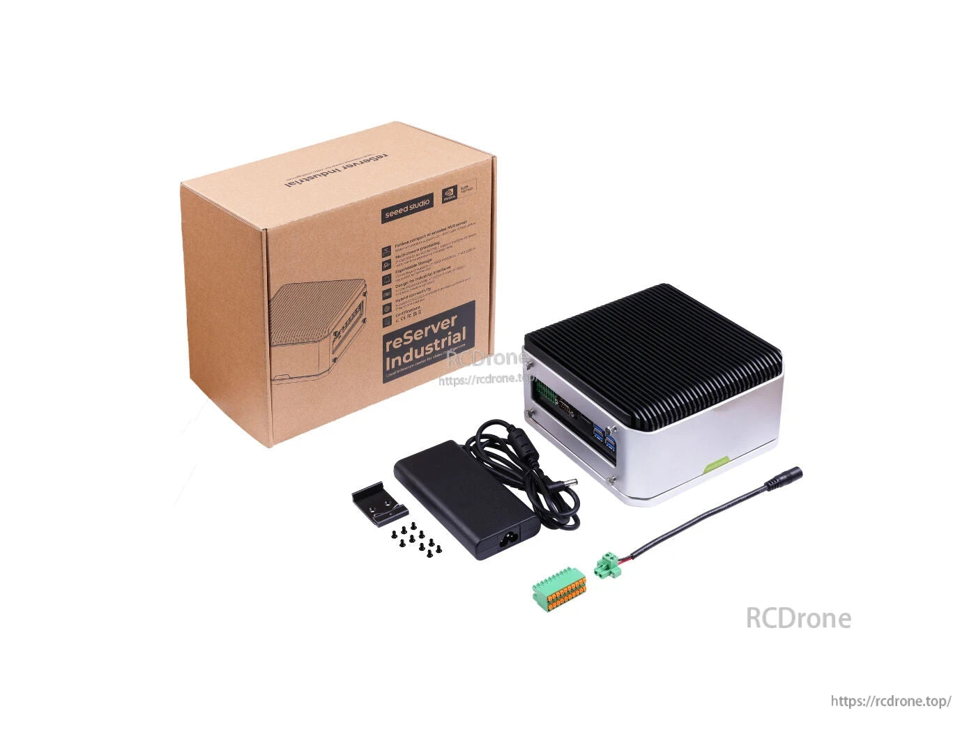 Fanless AI NVR server with Jetson Orin NX 8GB, 5x PoE ports, dual SATA bays for industrial surveillance and edge AI applications.