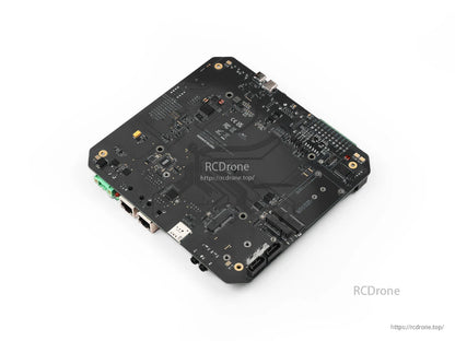 Jetson AGX Orin carrier board features 10GbE, USB 3.1, M.2, SATA III, HDMI 2.1, and 12–36V DC input for high-performance drone applications.