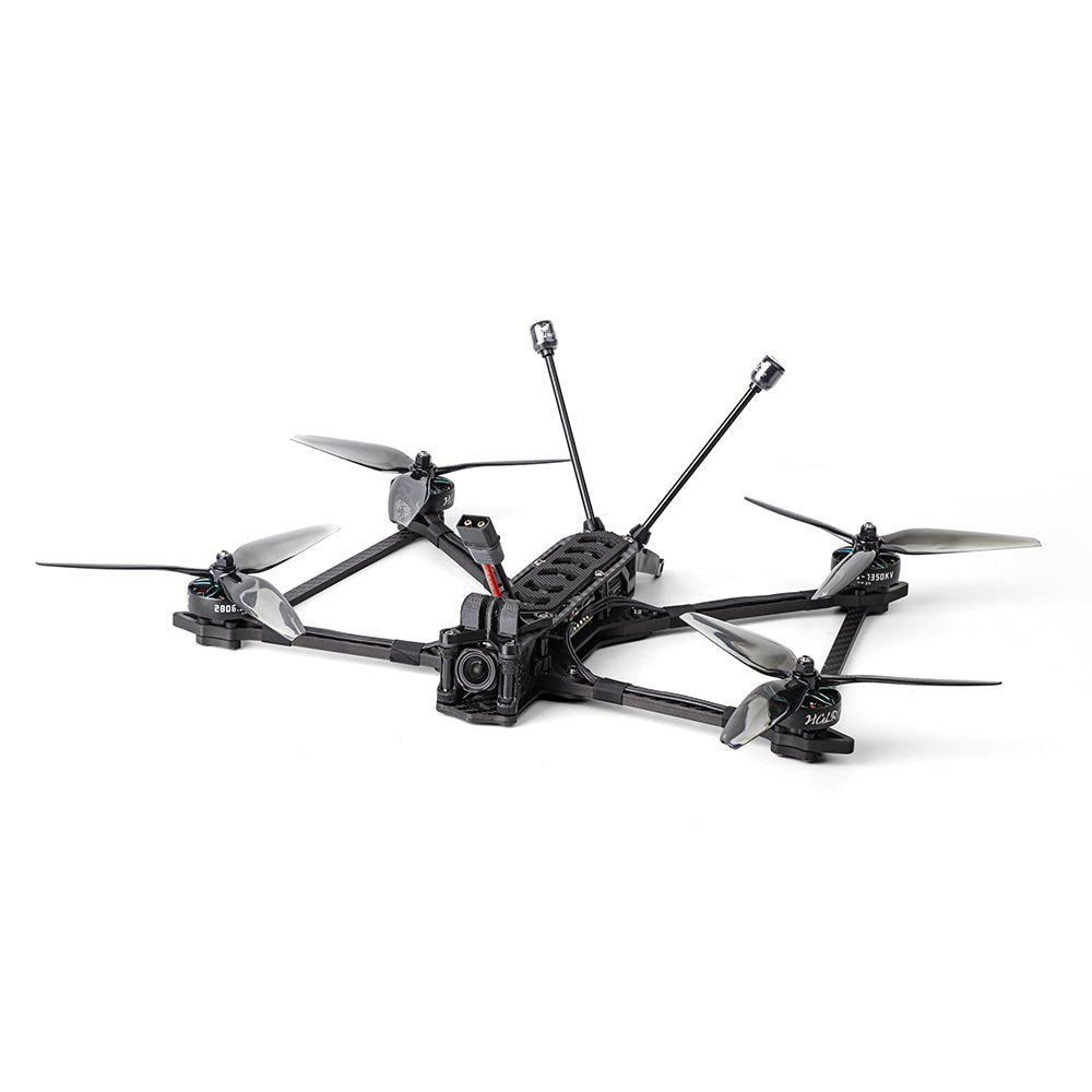 HGLRC Rekon7 PRO LR 7-inch long range FPV drone, front angled view with FPV camera and dual antennas