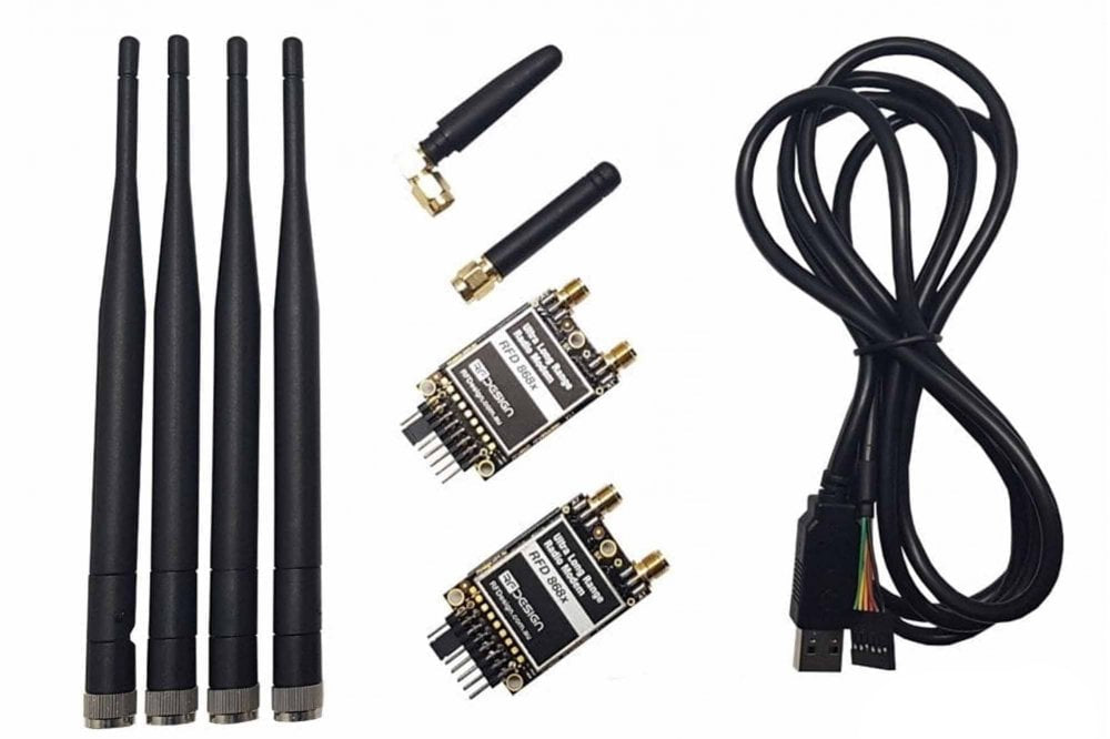 3DR RFDesign RFD 868x Modem Radio a Lunga Distanza Bundle 868MHz 1W Telemetria Coppia Abbinata per UAV Drone MAVLink SiK