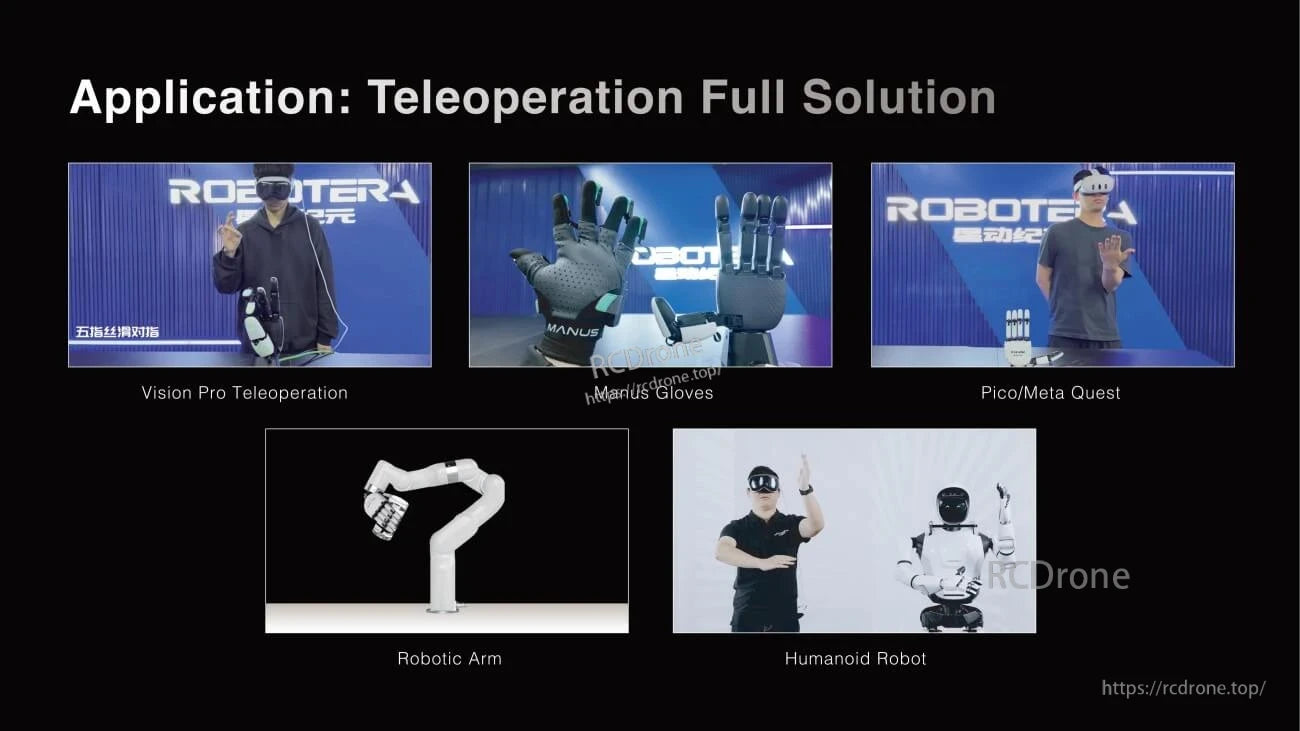 ROBOTERA XHAND 1 Robot Hand, Full teleoperation solution using Vision Pro, gloves, VR headsets, robotic arm, and humanoid robot for advanced remote control.