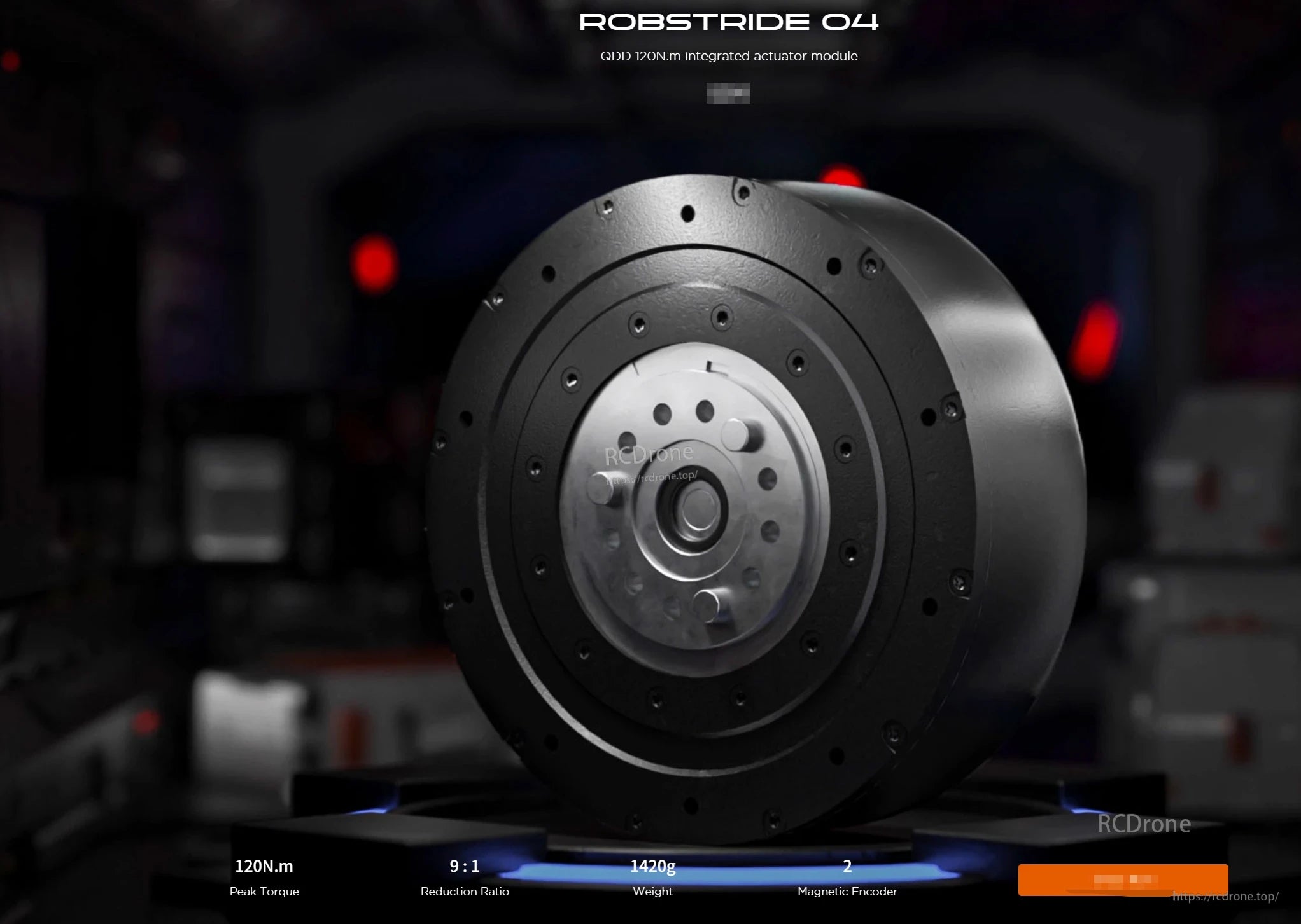 RobStride 04 Actuator Module: 120N.m torque, 9:1 ratio, 1420g weight, magnetic encoder.