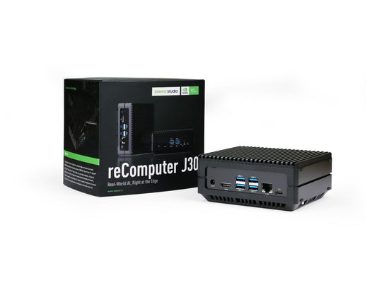 reComputer J3011: NVIDIA Jetson Orin Nano 8GB, 128GB SSD, 4x USB 3.2, HDMI 2.1, GbE, Super Mode JP6.2—powerful edge AI for real-world applications.