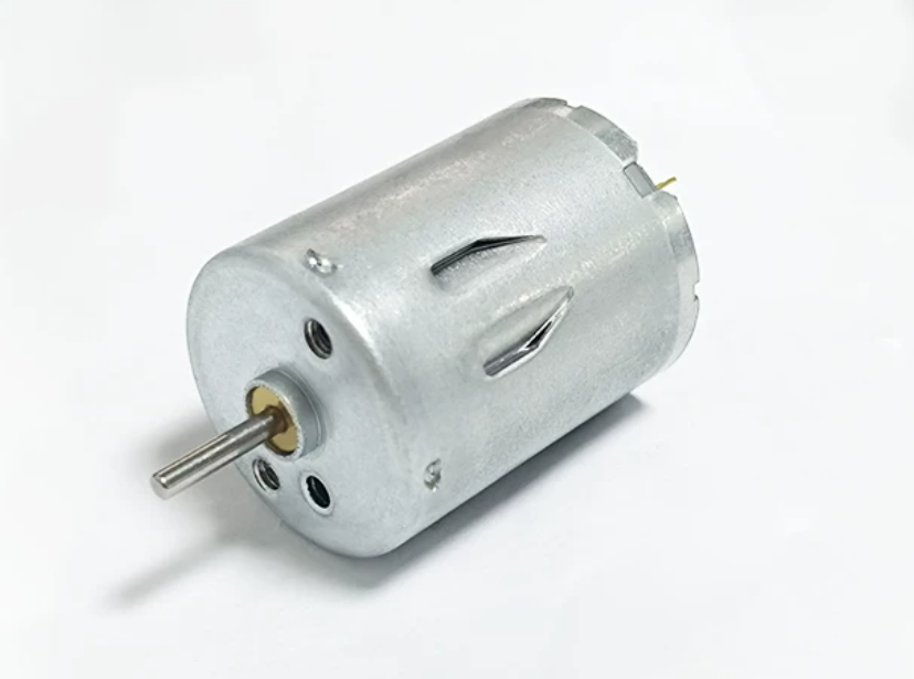 RS370 brushed DC motor front view with 2mm round shaft