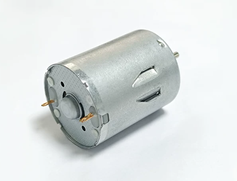 RS370 brushed DC motor rear terminals and ventilated housing