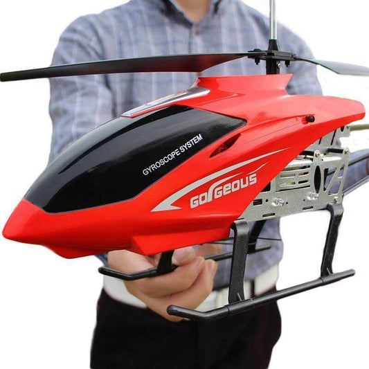 80CM Rc Helicopter - Big Alloy Remote Control Helicopter Model Dual Flexible Propeller Anti-Crash LED Colorful Light Electric RC Helicopter Toy