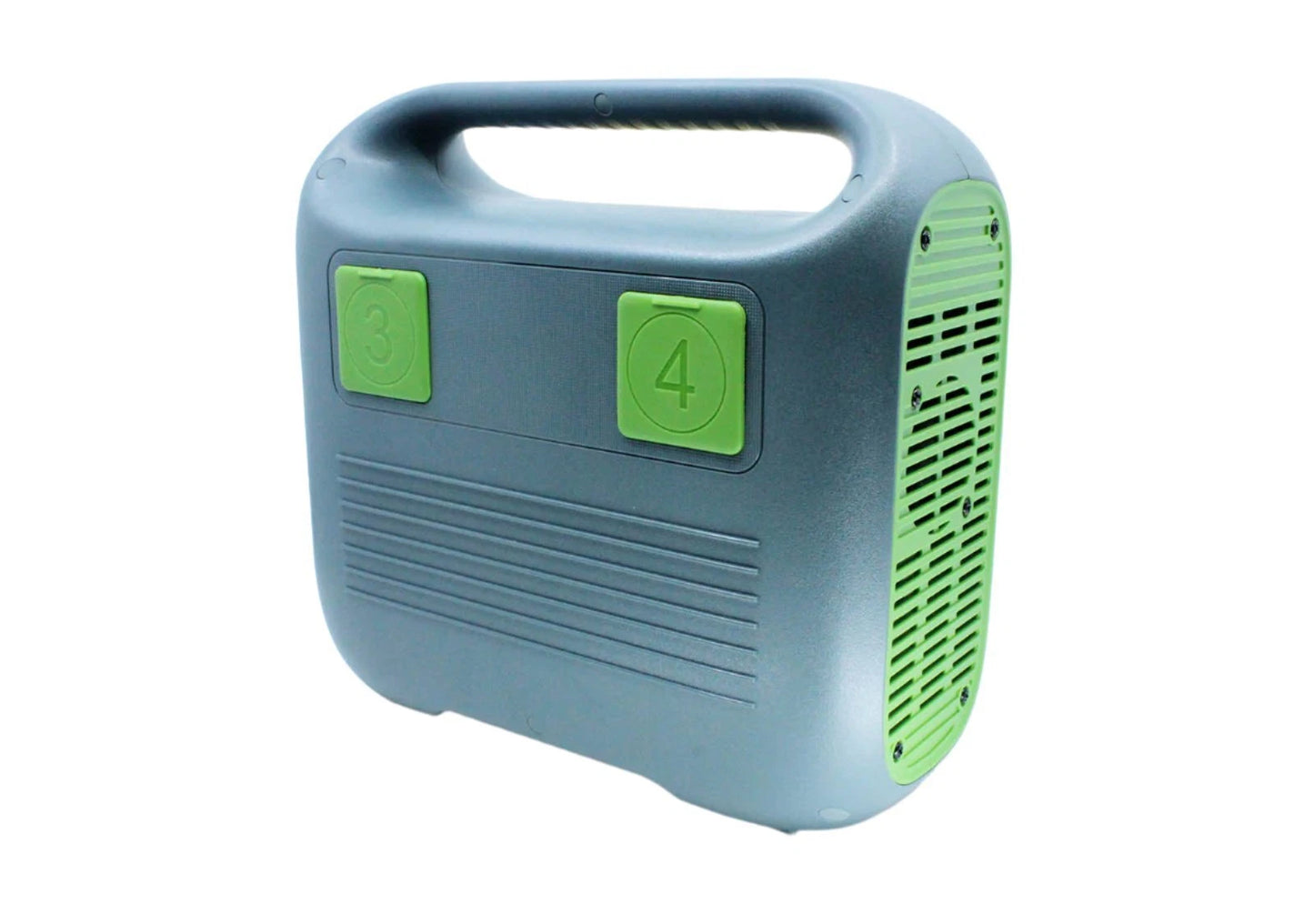 SkyRC PC3000H Quattro battery charger side view with carry handle, vented panel, and ports 3 and 4 covers