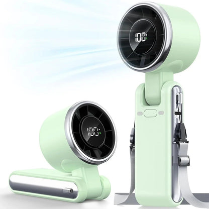 9000mAh Portable Handheld Turbo Fan, 5-Speed Rechargeable Foldable Mini Desk Fan with LED Display