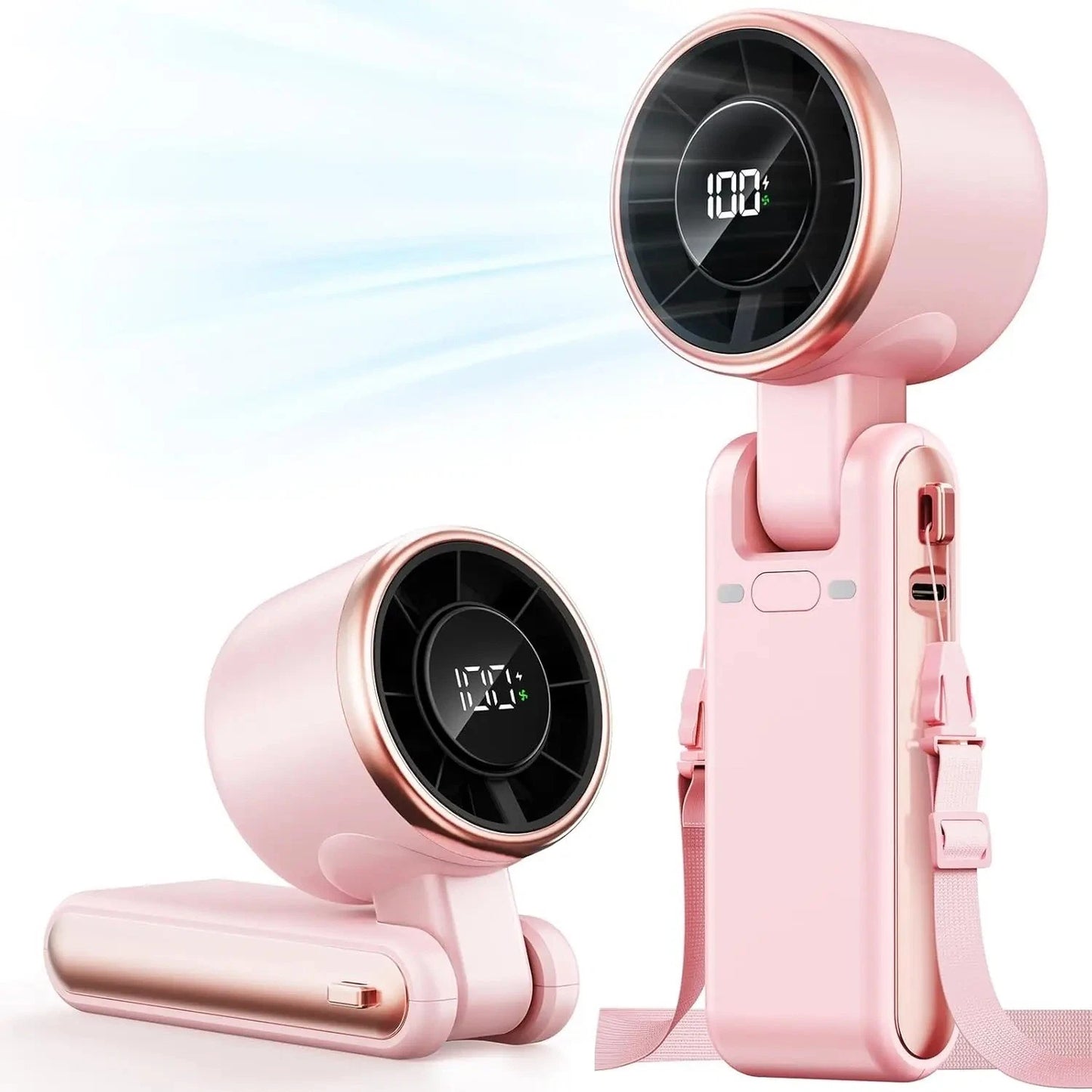 9000mAh Portable Handheld Turbo Fan, 5-Speed Rechargeable Foldable Mini Desk Fan with LED Display