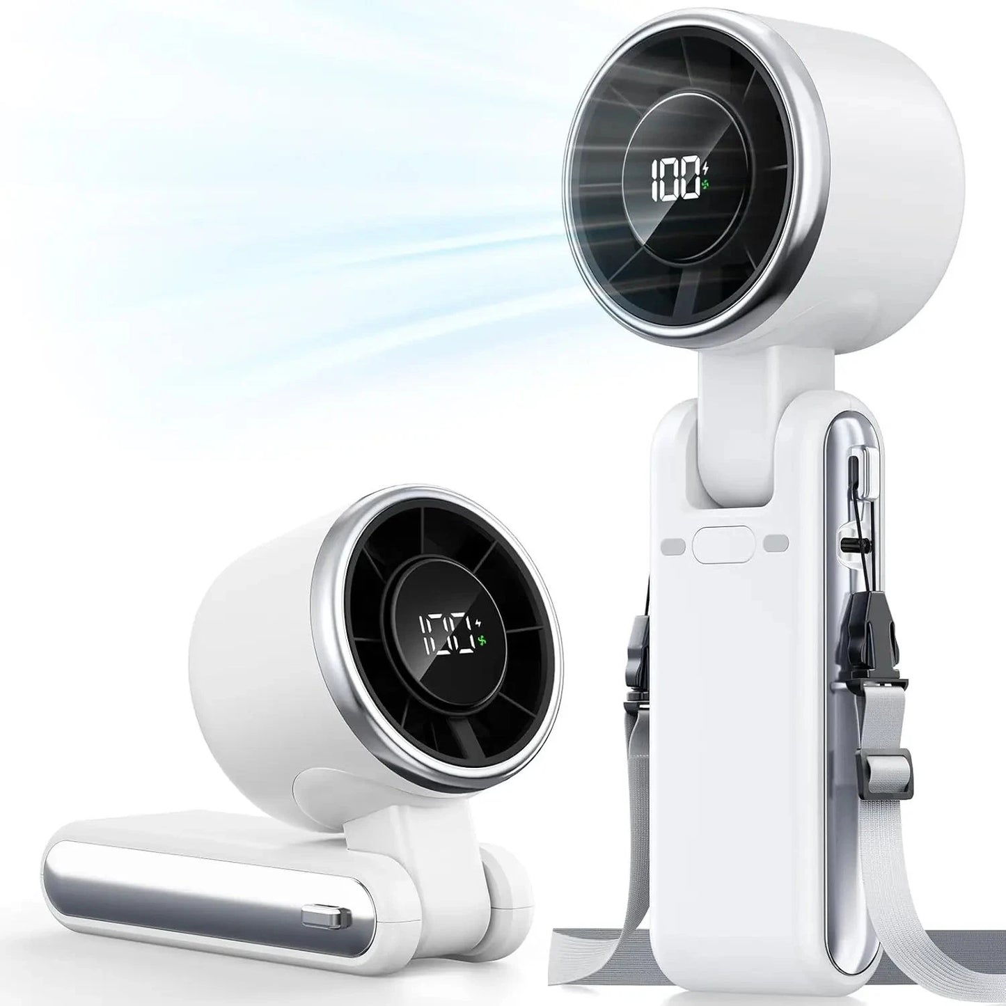 9000mAh Portable Handheld Turbo Fan, 5-Speed Rechargeable Foldable Mini Desk Fan with LED Display