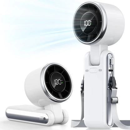 9000mAh Portable Handheld Turbo Fan, 5-Speed Rechargeable Foldable Mini Desk Fan with LED Display