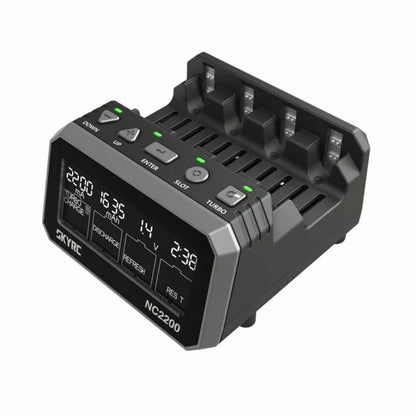 SkyRC NC2200 4-slot AA/AAA NiMH/NiCd battery charger analyzer with LCD display and control buttons