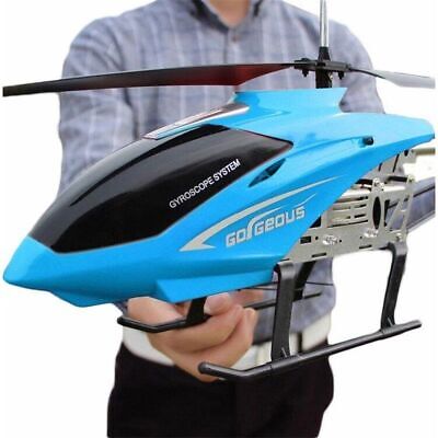 80CM Rc Helicopter - Big Alloy Remote Control Helicopter Model Dual Flexible Propeller Anti-Crash LED Colorful Light Electric RC Helicopter Toy